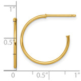 14k Polished 1.2 x 20mm Solid C-Hoop Post Earrings