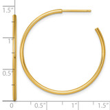14k Polished 1.5 x 35mm Solid C-Hoop Post Earrings
