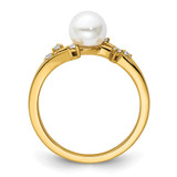 14K Polished 1/10 carat Diamond and White Freshwater Cultured Pearl Size 7 Ring - RM-3A457F85-7530