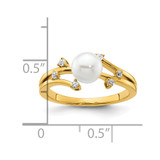 14K Polished 1/10 carat Diamond and White Freshwater Cultured Pearl Size 7 Ring - RM-3A457F85-7530