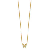 14K Polished 1/10 carat Diamond Butterfly 18 inch Necklace