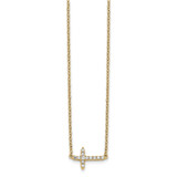 14k Polished 1/10 carat Diamond Sideways Cross 18 inch Necklace - PM-28BBC290-8261