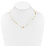 14k Polished 1/10 carat Diamond Sideways Cross 18 inch Necklace - PM-A02A4B42-8030