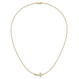 14k Polished 1/10 carat Diamond Sideways Cross 18 inch Necklace - PM-A02A4B42-8030