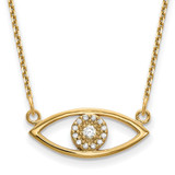 14k Polished 1/10 carat Diamond Small Evil Eye 18 inch