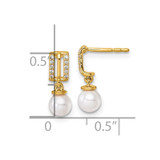 14K Polished 1/15 carat Diamond and White Freshwater Cultured Pearl Dangle Post Earrings - EM-A0388885-3574