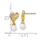 14K Polished 1/15 carat Diamond and White Freshwater Cultured Pearl Dangle Post Earrings - EM-EF5A6310-9584