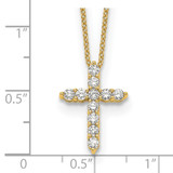 14k Polished 1/2 carat Diamond Cross Pendant 18 inch Necklace