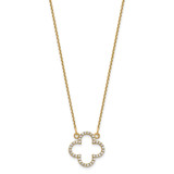 14k Polished 1/4 carat Diamond Quatrefoil Design 18 inch Necklace
