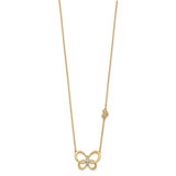 14k Polished 1/6 carat Diamond Butterfly 18 inch Necklace