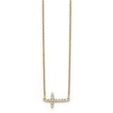 14k Polished 1/6 carat Diamond Sideways Cross 18 inch Necklace - PM-65900375-6455