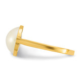 14k Polished 10-11mm White Saltwater Cultured Mabe Pearl Size 7 Ring