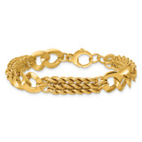 14k Polished 11.1mm Lightweight Link and Triple Strand Fancy Curb 7.25 inch Bracelet