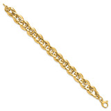 14k Polished 11.4mm Fancy Link 7.5 inch Bracelet