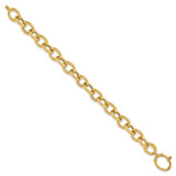 14k Polished 11mm Fancy Oval Cable Link 7.5 inch Bracelet