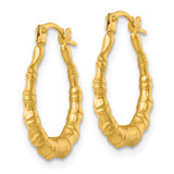 14k Polished 16.00mm Bamboo Hollow Hoop Earrings