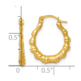 14k Polished 16.00mm Bamboo Hollow Hoop Earrings