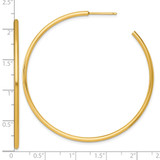 14k Polished 2.0 x 55mm Tube C-Hoop Post Earrings