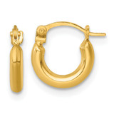 14k Polished 2.00 x 10.00mm Round Tube Hoop Earrings