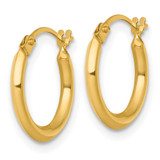 14k Polished 2.00 x 14.00mm Round Tube Hoop Earrings
