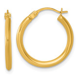 14k Polished 2.00 x 18.00mm Round Tube Hoop Earrings