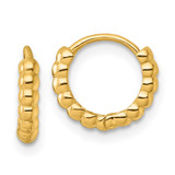 14k Polished 2.25mm Beaded Hinged Hoop Earrings