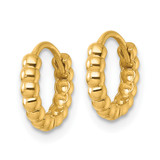 14k Polished 2.25mm Beaded Hinged Hoop Earrings