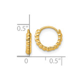 14k Polished 2.25mm Beaded Hinged Hoop Earrings