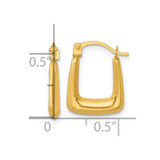 14k Polished 2.25mm Square Hollow Hoop Earrings