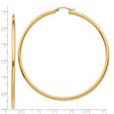 14k Polished 2.25x70mm Round Tube Hoop Earrings