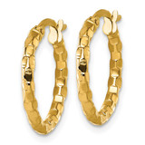 14k Polished 2.3 x 19mm Textured Tube Hoop Earrings