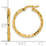 14k Polished 2.3 x 24mm Textured Tube Hoop Earrings