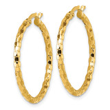 14k Polished 2.3 x 30mm Textured Tube Hoop Earrings