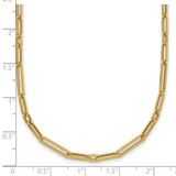 14k Polished 2.9mm Fancy Long and Short Paperclip Link 17 inch Necklace