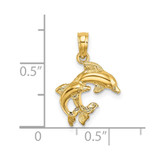 14K Polished 2-D Mini Double Dolphins Charm