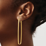 14k Polished 2mm Rectangle Hoop Earrings