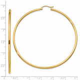 14k Polished 2x65mm Tube Hoop Earrings