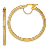 14k Polished 3.3mm x 40mm Flexible Mesh Hoop Earrings