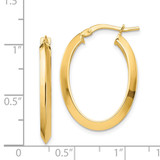 14k Polished 3.5mm Knife Edge Oval Hoop Earrings