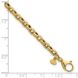 14k Polished 3.8mm Fancy Textured Rolo Link 7.75 inch Bracelet