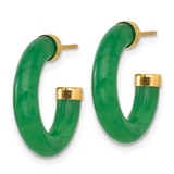 14K Polished 3.8mm Jade Post C-Hoop Earrings