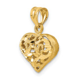 14K Polished 3-D Filigree Puffed Heart Pendant - C2-BE9BCD3D-6294