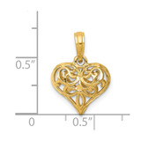 14K Polished 3-D Filigree Puffed Heart Pendant - D3-51FF5EA3-4257