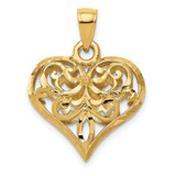 14K Polished 3-D Filigree Puffed Heart Pendant - D3-7DEE09CF-3932