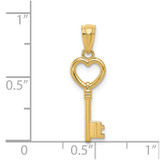 14K Polished 3D Heart Key Charm