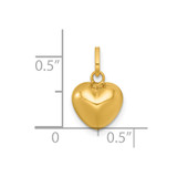 14k Polished 3D Puffed Heart Charm Pendant