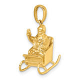 14k Polished 3-D Waving Santa In Sleigh Charm