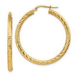 14k Polished 3mm Diamond-cut Round Hoop Earrings - TF-86E25C9D-9124
