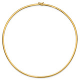 14k Polished 3mm Lightweight 18 inch Domed Omega Necklace