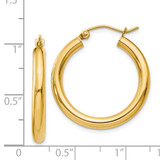 14k Polished 3mm Tube Hoop Earrings - T9-BC921F18-7801